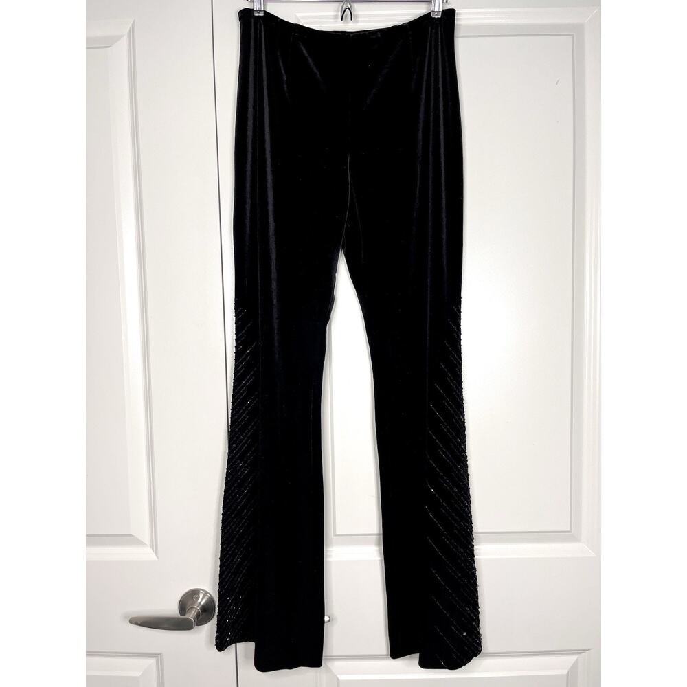 Adrianna Papell VTG y2k Velvet Dress Pants Flare Leg Embellished Sequins Size 8
